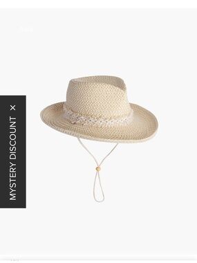 Eric Javits Natural Straw Rancher Hat with Chin Cord